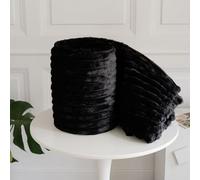 NIGHTZONE Chunky Ribbed Cord Faux Fur Velvet Touch Sofa Bed Throwover Soft touch Blanket (Black, 200 X 240 CM)
