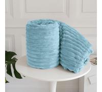 NIGHTZONE Chunky Ribbed Cord Faux Fur Velvet Touch Sofa Bed Throwover Soft touch Blanket (Duck Egg, 200X240CM)