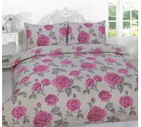 NIGHTZONE Decent GREY MEADOW Duvet/Quilt Cover Plus 2 Matching Pillow Cases - Bedding Duvet Set POLYCOTON FLORAL DESIGN, UK SIZES (KING, Meadow - GREY)