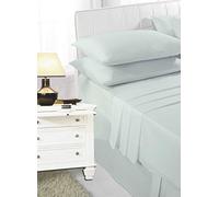NIGHTZONE Easy Care Percale Poly cotton Sheet Set (Fitted Sheet, Flat Sheet & Pillow Pair Case) (Duck Egg, Double)