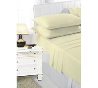 NIGHTZONE Easy Care Percale Poly cotton Sheet Set (Fitted Sheet, Flat Sheet & Pillow Pair Case) (Lemon, Double)