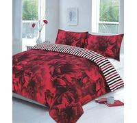 NIGHTZONE Floral Duvet Cover Set Double Bed with Pillowcases Quilt Bedding Set Reversible Poly Cotton, Rose Teal (Red, Super King)