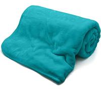 NIGHTZONE Luxury Faux Fur Mink Fleece Throw Over Sofa Bed Soft Warm Blanket (Teal, Single (125 x 150 cm))