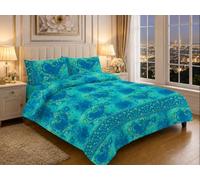 NIGHTZONE Luxury Polycotton Floral Print Jasmine Duvet Cover set with Pillowcase Bedding Size (Jasmine Teal, King)