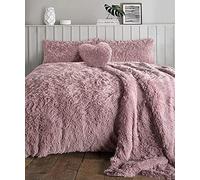 NIGHTZONE Luxury Teddy Bear Fleece Long Fur Cuddles Alaska Duvet Cover Set Warm Cosy Soft Teddy Bedding Set (Alaska Blush Pink, Single)