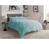 NIGHTZONE Luxury Teddy Bear Fleece Long Fur Cuddles Alaska Duvet Cover Set Warm Cosy Soft Teddy Bedding Set (Alaska Duck Egg, Super King)