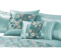 NIGHTZONE Romi Luxury Floral Embroidered Duvet Cover Set - Elegant Sequin Flower Design 100% Polyester Bedding with Matching Cushions and Bed Runner Sold Separately (Teal, Cushion Cover)