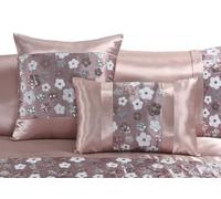NIGHTZONE Romi Luxury Floral Embroidered Duvet Cover Set - Elegant Sequin Flower Design 100% Polyester Bedding with Matching Cushions and Bed Runner Sold Separately (Pink, Cushion Cover)
