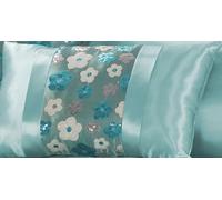 NIGHTZONE Romi Luxury Floral Embroidered Duvet Cover Set - Elegant Sequin Flower Design 100% Polyester Bedding with Matching Cushions and Bed Runner Sold Separately (Teal, Filled Oblong Cushion)