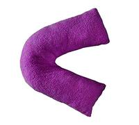 NIGHTZONE Teddy bear V Shaped complete pillow or Case for support Maternity, Neck, Back, Soft Warm Plush Cosy Fleece Cover (Teddy V Pillow Plum/Purple, Complete Pillow)