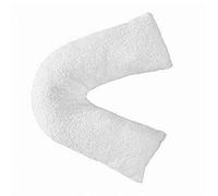 NIGHTZONE Teddy V Shaped complete pillow or Case for support Maternity, Neck, Back, Soft Warm Plush Cosy Fleece Cover (Teddy V Pillow White, Complete Pillow)