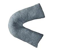 NIGHTZONE Teddy V Shaped complete pillow or Case for support Maternity, Neck, Back, Soft Warm Plush Cosy Fleece Cover (Teddy V Pillow Grey, Complete Pillow)