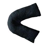 NIGHTZONE Teddy V Shaped complete pillow or Case for support Maternity, Neck, Back, Soft Warm Plush Cosy Fleece Cover (Teddy V Pillow Black, Case Only)