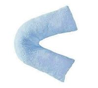 NIGHTZONE Teddy V Shaped complete pillow or Case for support Maternity, Neck, Back, Soft Warm Plush Cosy Fleece Cover (Teddy V Pillow Blue, Case Only)