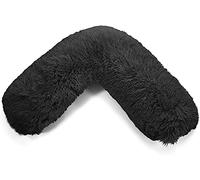 NIGHTZONE Teddy V Shaped Complete V Pillow or V Case Only For Neck Maternity Back Support Soft Warm Plush Cosy Fleece V Shape Cover (Teddy Cuddles Black, Teddy Cover Only)
