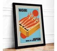 Nigiri Harvest Vintage Framed Wall Art Print A4 Black