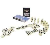 NIGMA® 2 in 1 Dominoes with 2 Card Decks | Large Double Six Dominoes 28 Pieces Classic Set | With Two Professional Decks of Playing Cards in a Gift Box