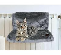 Nigma® Kitten Cat Pet Animal Hanging Luxury Radiator Bed | Warm Fleece Basket Cradle Hammock | Strong and Durable Metal Frame (Grey Paw Print)