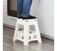 NIGMA® Multipurpose Portable Step Folding Plastic Stool | Fold Up Footstool for Kitchen, Bathroom, Toilet, Caravan| Collapsible, Non Slip | for Children, Kids, Adult (White, 45cm)