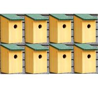 NIGMA® Traditional Small Birds Nesting Box Sparrows Blue Tits | Wooden Garden Nest House | Natural/Treated Wooden Wild Bird House Wood | Multi Buy Bundles Available (Brown Wood, 8)
