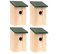 NIGMA® Traditional Small Birds Nesting Box Sparrows Blue Tits | Wooden Garden Nest House | Natural/Treated Wooden Wild Bird House Wood | Multi Buy Bundles Available (Natural Wood, 4)