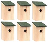 NIGMA® Traditional Small Birds Nesting Box Sparrows Blue Tits | Wooden Garden Nest House | Natural/Treated Wooden Wild Bird House Wood | Multi Buy Bundles Available (Natural Wood, 6)