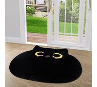 NIGOWAYS Bathroom Rug,Soft Cat Rug,Cute Black Cat Bath Mat for Bathroom, Bedroom,Non Slip and Absorbent Bath Rugs for Home Decorations,Housewarming(31 * 28 Inch)
