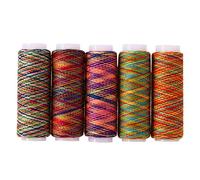Nigoz Multicolor Thread Set,5 Spools Thread Yard Variegated Polyester Manual Machine Embroidery Sewing Thread Stylish and Popular Practical and Cost-Effective