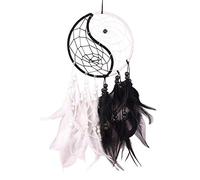 Nigoz Yin Yang Tai Chi Dream Catcher Feather Dream Catcher Handmade Pendant Art Jewelry for Wall Hanging Decoration Black/White Superiorâ€‚Quality and Creative