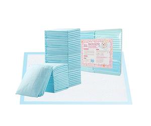 Nihao Honey Baby Disposable Changing Pad, 50 Count Incontinence Changing Pad with Breathable, Waterproof, Soft Non-Woven Fabric, and Leak Proof Quick Absorb（18x24in,Blue)