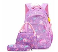 NihaoWXM Backpack Sets Large Capacity School Backpack Set for Junior High Students Double Shoulder Bag Three-Piece Suite(Purple)