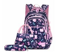 NihaoWXM Backpack Sets Large Capacity School Backpack Set for Junior High Students Double Shoulder Bag Three-Piece Suite(DEEP Blue)