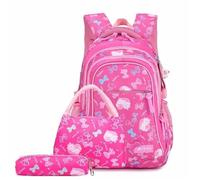 NihaoWXM Backpack Sets Large Capacity School Backpack Set for Junior High Students Double Shoulder Bag Three-Piece Suite(Rose Red)