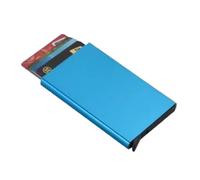 NihaoWXM Credit Card Holder Automatic Flip Card Side Push Men's Card Holder Sleeve Large Capacity 12 Cards Slot Metal Cards Box Aluminum Anti-Theft Wallets(Style B 6Card Blue)