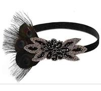 NihaoWXM Feather Headpiece Ecowalson 1920's Headband Costume Props Charleston costume accessories Flapper Headpiece Great Gatsby feather beaded headband(Brown)