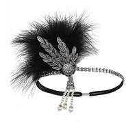 NihaoWXM Feather Headpiece Ecowalson 1920's Headband Costume Props Charleston costume accessories Flapper Headpiece Great Gatsby feather beaded headband(Light green)
