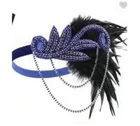 NihaoWXM Feather Headpiece Ecowalson 1920's Headband Costume Props Charleston costume accessories Flapper Headpiece Great Gatsby feather beaded headband(Grey)