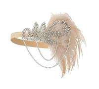 NihaoWXM Feather Headpiece Ecowalson 1920's Headband Costume Props Charleston costume accessories Flapper Headpiece Great Gatsby feather beaded headband(Beige)