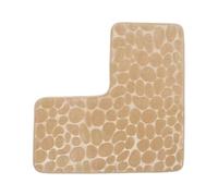 NihaoWXM L-Shaped Bath Mat Cobblestone Non-slip Bathroom Mat L-shaped Corner Toilet Machine Washable Soft Absorbent WC Floor Bath Shower Mats(Light Khaki)