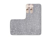 NihaoWXM L-Shaped Bath Mat L-shaped Bath Mats Cobblestone Cotton Solid Color Floor Mat for Bathroom Absorbent Non-slip Door Home Decoration(Gray 1)