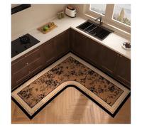 NihaoWXM L-Shaped Bath Mat L-shaped Carpet for Kitchen Absorbent Non-slip Floor Mat Minimalist Retro Style Home Decoration Rug Oil Absorption Wipeable(Color 4,Custom Inquiry)