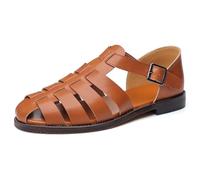 NihaoWXM Mens Sandals Men's Leather Sandals Men Trendy Summer Shoes Mens Casual(Brown,42 (US 8.5))