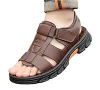 NihaoWXM Mens Sandals Plus Size Men's Sandals Breathable Anti-Slip Two-Use Beach Shoes(Brown,48)