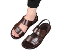 NihaoWXM Mens Sandals Retro Sewing Sandals Transfer Slipper Non-slip Cow Leather Shoes for Men Comfortable Casual Summer(Brown,47(US12.5))