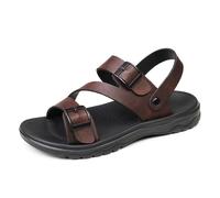 NihaoWXM Mens Sandals Summer Sandals for Men Outdoor Casual Sport Slippers PU Leather Non-slip Breathable Shoes(Brown,43)