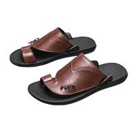 NihaoWXM Mens Sandals Vintage Men's Leather Slippers Comfortable Slip On Sandals Men Summer Leather Man Outdoor(Brown,43)