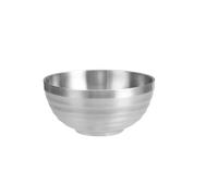 NihaoWXM Stainless Steel Bowl Stainless Steel Threaded Rice Bowl Dough Round Soup Double Layer Insulated Ramen Bowls Home Tableware Kitchen Accessories(14cm Silvery)