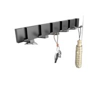 NihaoWXM Wall Mounted Piano Coat Rack Clothes Hooks No Punching Hide Foldable Wall Towel Hanger Coat Key Holder Behind The Door Bathroom Kitchen Accessories(Gray-6 Hooks)