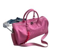 NihaoWXM Women's Leather Tote Bag Color Gym Female Bags PU Soft Leather Multifunction Training Fitness Shoulder Traveling Handbag Striped Sport Bag(Pink)