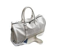 NihaoWXM Women's Leather Tote Bag Color Gym Female Bags PU Soft Leather Multifunction Training Fitness Shoulder Traveling Handbag Striped Sport Bag(White)